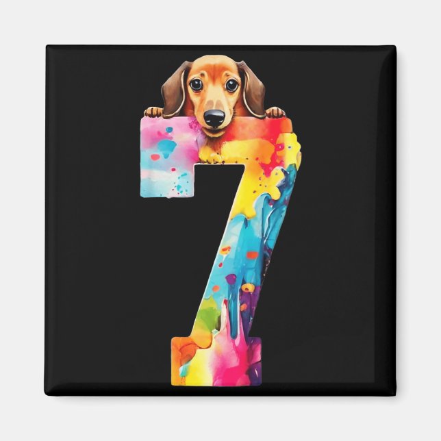 Íman Cachorro 7 Anos Dachshund Aniversário (Frente)