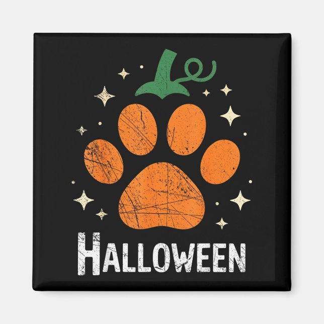Íman Cachorro Abóbora Gato Impressão de Pata Halloween  (Frente)