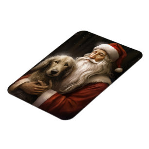 Íman Cachorro Afegão com Natal Festivo do Papai Noel