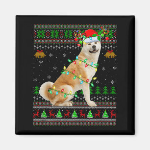 Íman Cachorro Akita Inu Suéteres Feios de Natal Festa d