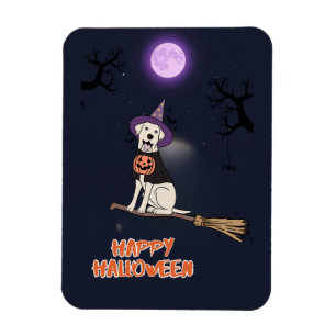 Íman Cachorro ao Luar – Cão de Halloween com Chapéu de 