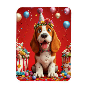 Íman Cachorro Beagle Adorável Comemora Aniversário