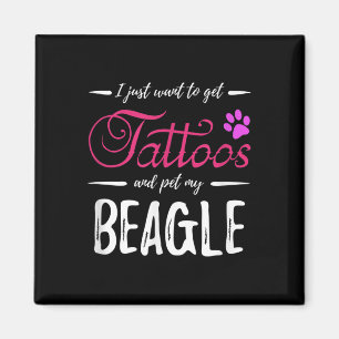 Íman Cachorro Beagle Tattoo Engraçado Cachorro Mãe Dota