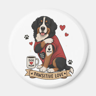Íman Cachorro Bernês com Ilustração de Tatuagem Eu Amo
