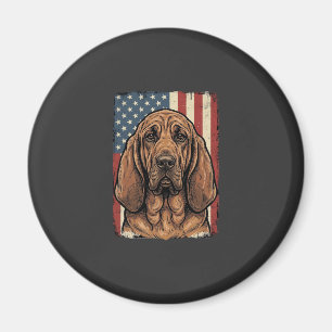 Íman Cachorro Bloodhound Patriótico Arte da Bandeira Am