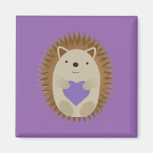 Íman Cachorro Bonito Abraçando Coração Roxo