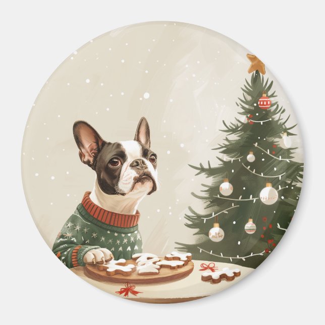 Íman Cachorro Boston Terrier Natal (Frente)