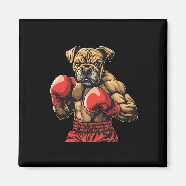Íman Cachorro Boxeador Luvas de Boxe Gráfico Para Homen (Frente)