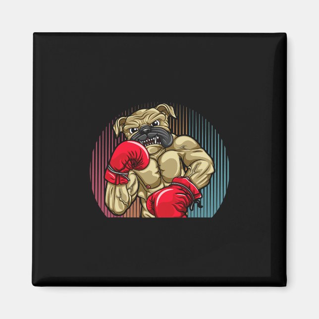 Íman Cachorro-Boxim Vestindo Luvas De Boxas Pesadas (Frente)