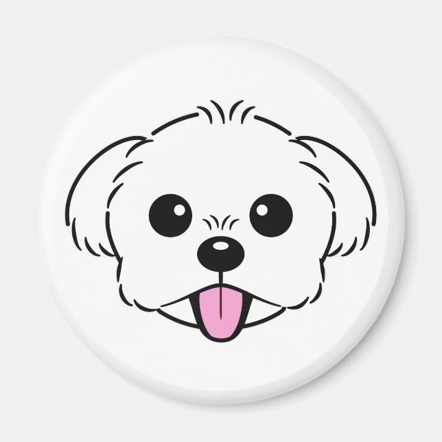 Íman Cachorro Branco Bichon Cachorro Esticando A Língua (Frente)