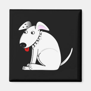 Íman Cachorro Branco, Colar, Preto