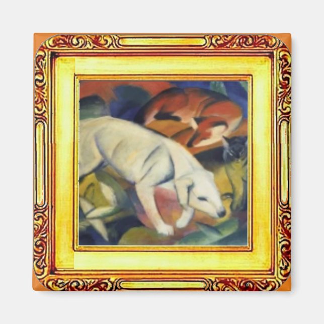 Íman Cachorro Branco, Raposa e Gato de Franz Marc (Frente)
