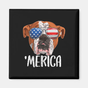 Íman Cachorro Britânico Inglês Cachorro 4 De Julho Amer