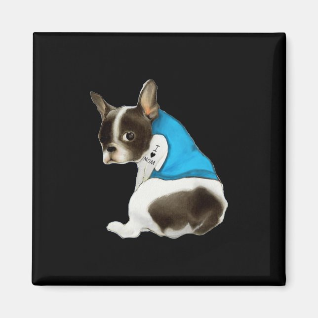 Íman Cachorro-buldogue-francês Eu Amo Mãe Tatuagem Cach (Frente)