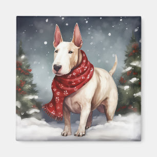 Íman Cachorro Bull Terrier na Neve Natal
