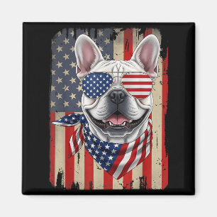 Íman Cachorro Bulldog Francês de 4 de Julho Bandeira Am