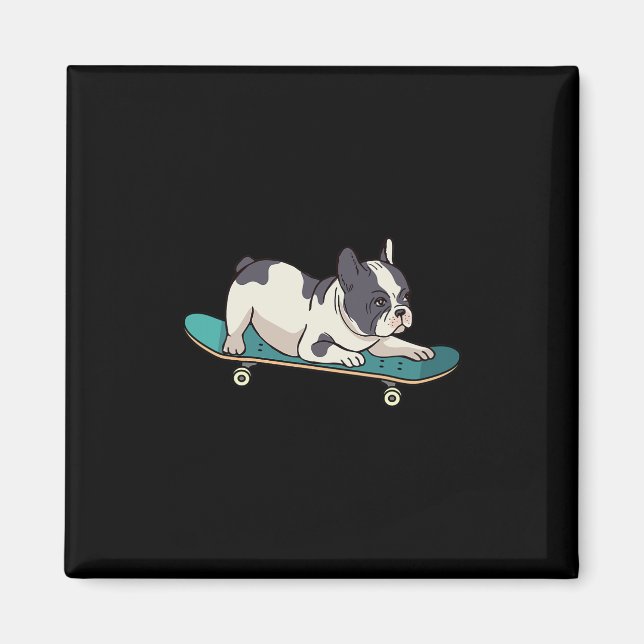 Íman Cachorro Bulldog Francês de Skate  (Frente)