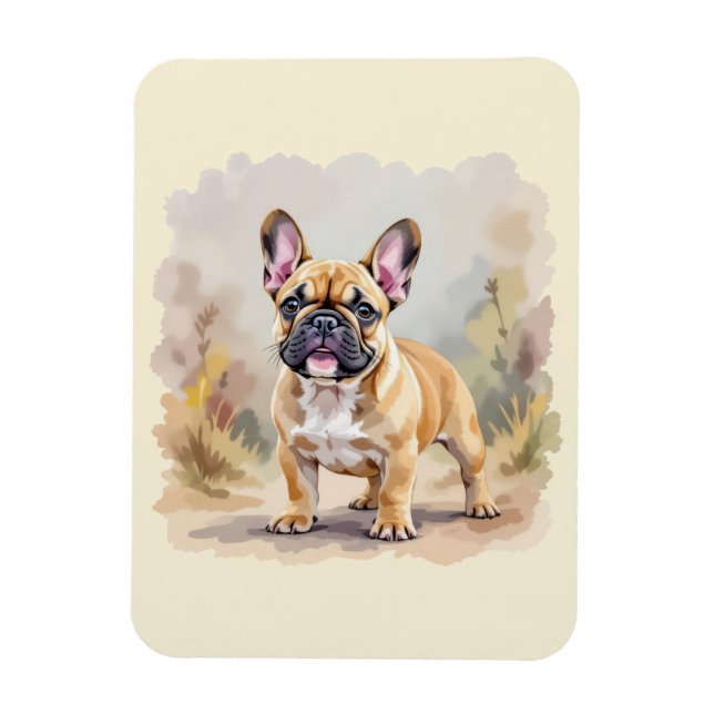 Íman Cachorro Bulldog Francês Fofo Cor Bege Tan (Vertical)