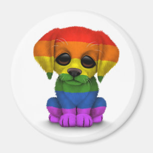 Íman Cachorro Cachorro-Arco-Íris Orgulho gay, Branco
