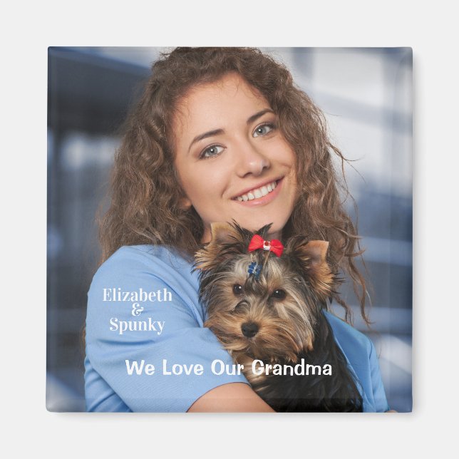 Íman Cachorro Cachorro Bonito Pet Amor Vovó Personaliza (Frente)