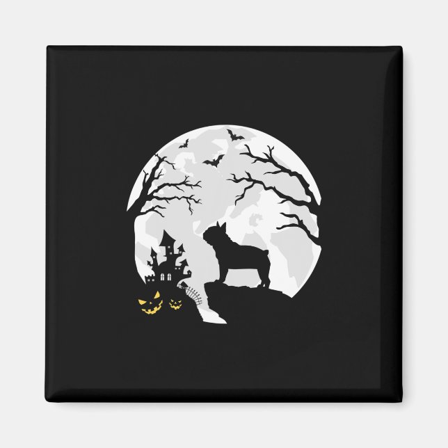 Íman Cachorro-Cachorro Na Lua Halloween Homens Vêm (Frente)