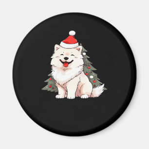 Íman Cachorro Cachorro vestindo chapéu de Papai Noel e 