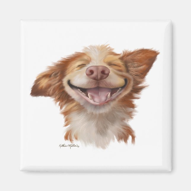 Íman Cachorro Cartoon com Grande Sorriso (Frente)