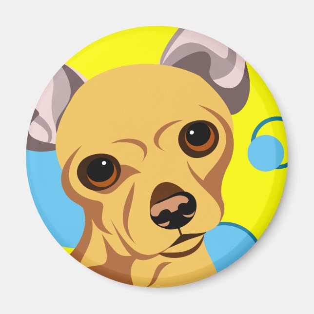 Íman Cachorro Chihuahua de Capa Lisa Cor de Fawn (Frente)