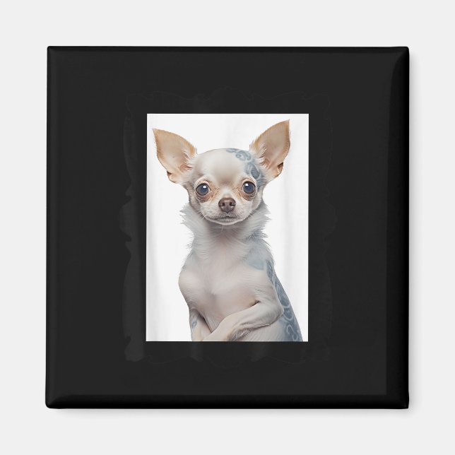 Íman Cachorro Chihuahua Steampunk Com Cachorro De Tatua (Frente)
