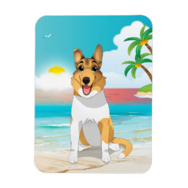 Íman Cachorro Collie Suave na Praia