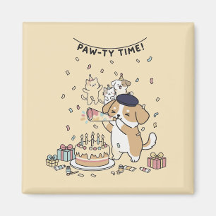 Íman Cachorro Com Buzina De Festa Arte Kawaii Para Deco