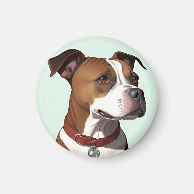 Íman Cachorro com Casaco e coleira castanho e branco (Frente)