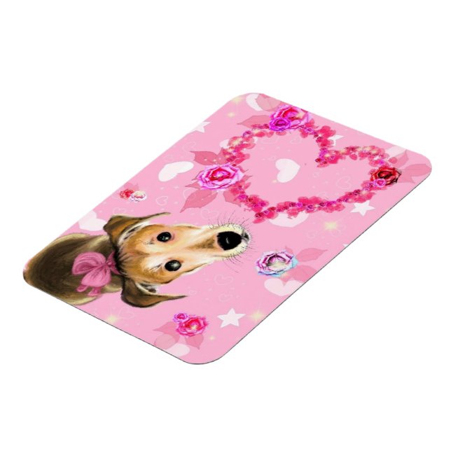 Íman Cachorro Com Laço Rosa - Amor (Left Side)