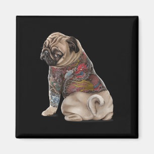 Íman Cachorro Com Tradicional Tatuagem De Dragão Japonê