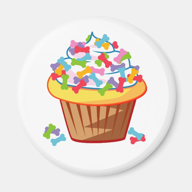 Íman Cachorro - Cupcake com Ossos do Cão (Frente)