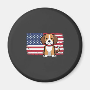 Íman Cachorro da Bandeira Americana Vetor Patriótico