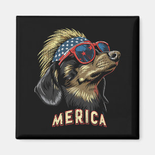 Íman Cachorro Dachshund - Bandeira Americana Engraçada 