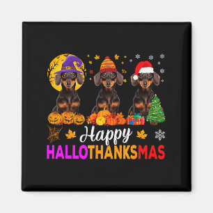 Íman Cachorro Dachshund Halloween Natal Hallothanksmas 