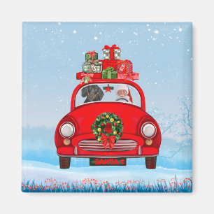 Íman Cachorro Dachshund no carro com Papai Noel 