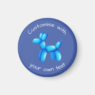 Íman Cachorro de Animal de Balão Azul Texto Personaliza