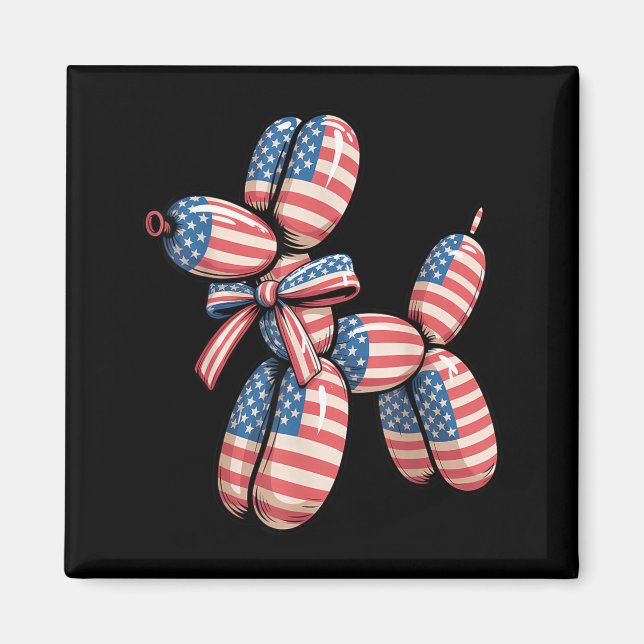 Íman Cachorro de Balão Torção de Balão 4 de Julho Ameri (Frente)