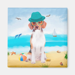 Íman Cachorro De Beagle Na Praia