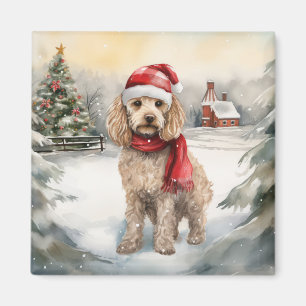 Íman Cachorro de Cockapoo no Natal da Neve