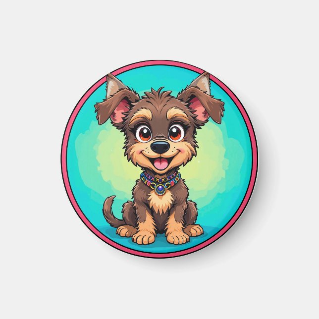 Íman Cachorro de Desenho Animado Alegre (Frente)