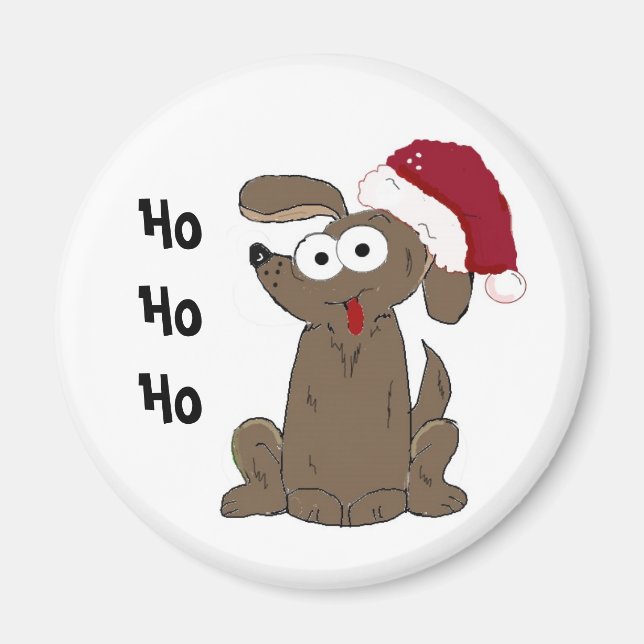 Íman Cachorro de desenho animado de Natal engraçado (Frente)