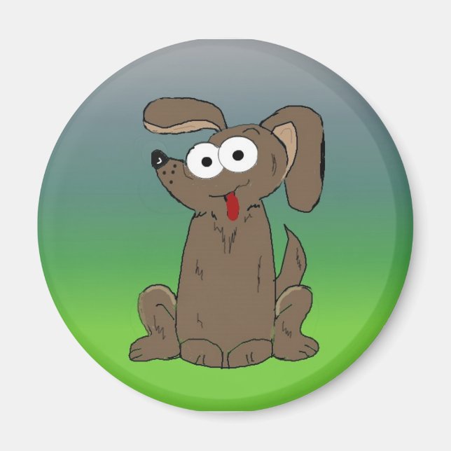 Íman Cachorro de Desenho Animado Engraçado com Olhos Sa (Frente)