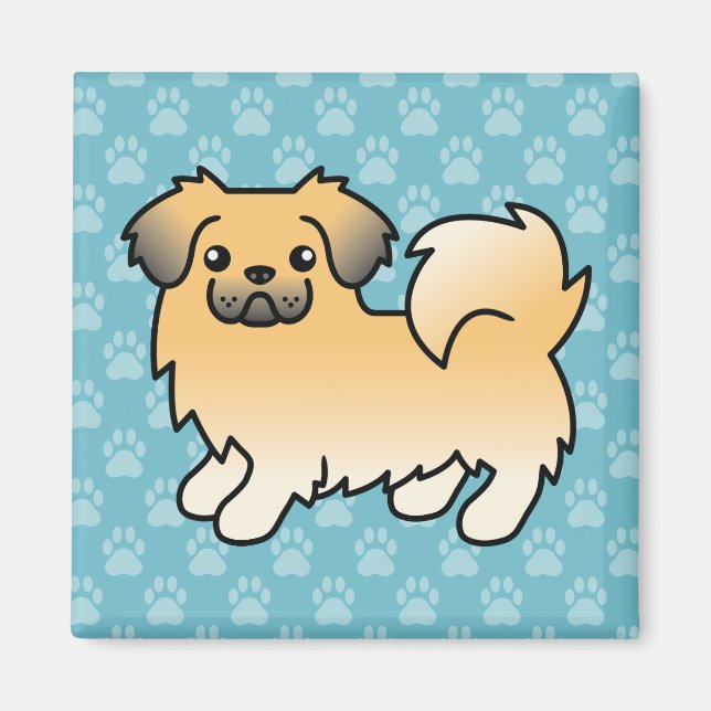 Íman Cachorro de desenho animado Fawn Sable Tibetan Spa (Frente)