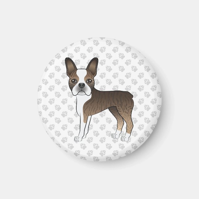 Íman Cachorro De Desenho Animado Fofo & Patas Boston Te (Frente)