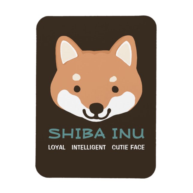 Íman Cachorro de desenho animado Shiba Inu com texto pe (Vertical)