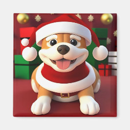 Íman Cachorro de Desenho Fofo Vestido de Papai Noel